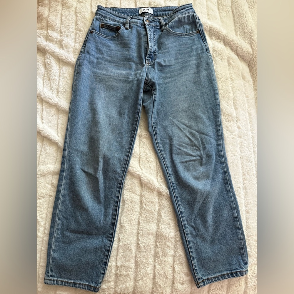 OAT New York High Rise Straight Crop Jeans Women’s Size 27 Medium Wash Denim - Picture 2 of 10